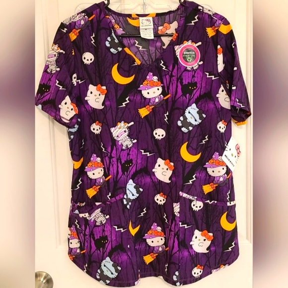 Brand New Halloween Hello Kitty Scrub Top - Picture 1 of 5